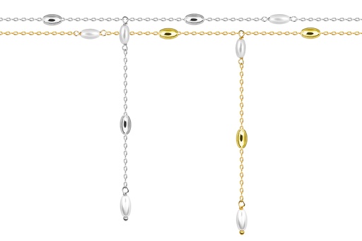 Sterling silver necklace with 7x4mm oval pearls