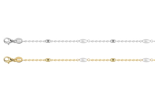 Sterling silver bracelet with 7x4mm oval pearls