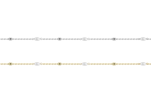 Sterling silver necklace with 7x4mm oval pearls