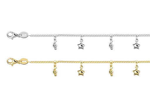 Sterling silver with six 5mm stars bracelet