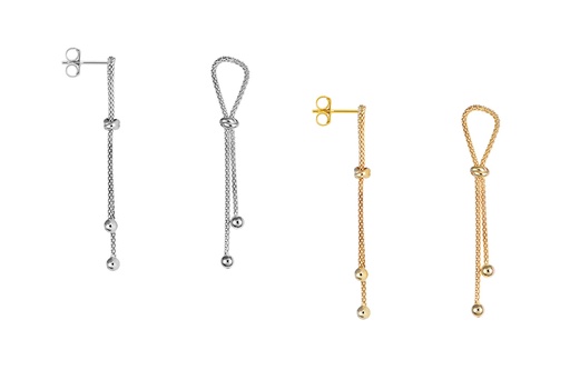 Sterling silver korean chain with knot earring