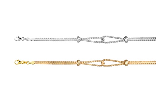 Sterling silver double interlocked korean chain bracelet