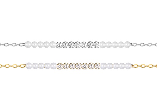 Sterling silver with 3mm mini zirconia & pearls bracelet