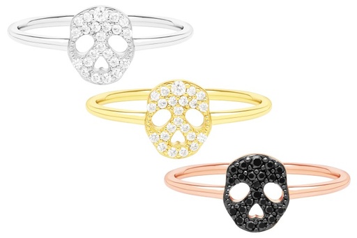 Anillo plata 925 calavera con zirconita 