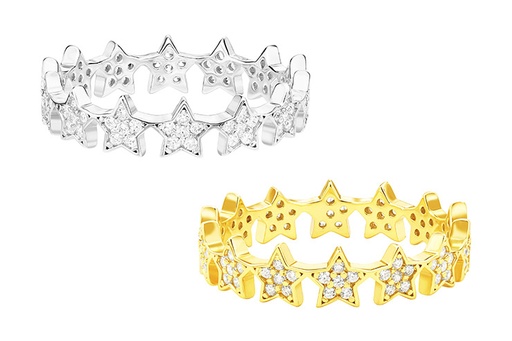 Anillo plata 925 zirconitas estrellas 