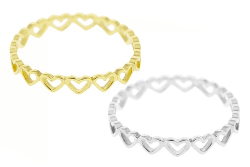 Anillo plata 925 corazones 