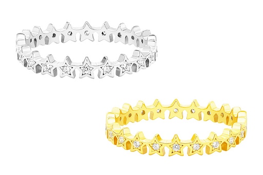Anillo plata 925 estrellitas con zirconitas 