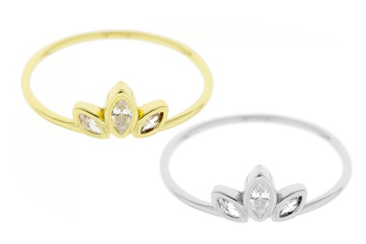 Anillo plata 925 tres zirconitas