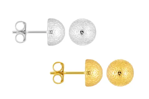 Sterling silver textured half‑bead earring