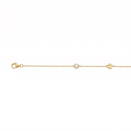 [19024N38A5ZBLDO] Collar plata 925 circonitas con montura rusa de 5mm intercalada con mini placas martelé de 5mm