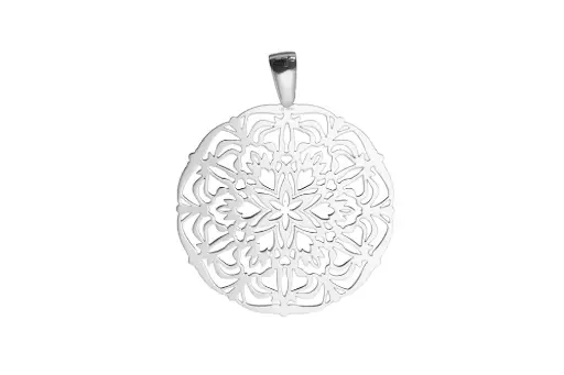 [12066PPL00] Sterling silver mandala pendant