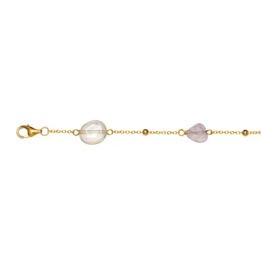 [19063B16E3RMXDO] Sterling silver with mixed semiprecious stones and bead chain bracelet