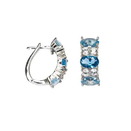 [19077EZMX00RD] Pendiente plata 925 mix de circonitas azules y blancas