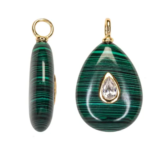 Colgante plata 925 piedra en forma de gota 22x17mm con circonitas de 6x4mm 