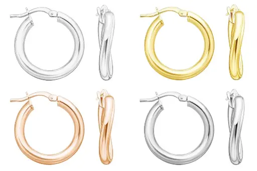 Sterling silver twist round hoop earrings 3mm