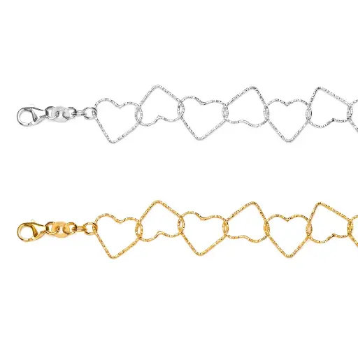 Pulsera plata 925 eslabones corazón 