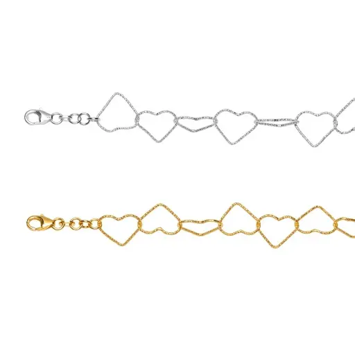 Pulsera plata 925 eslabones corazón 