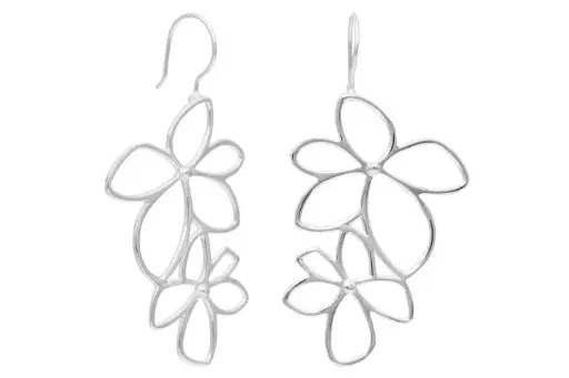 [19125EPL] Pendiente plata 925 dos flores