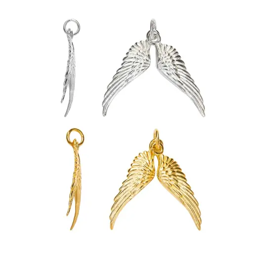 Sterling silver 24x6mm two wings pendant