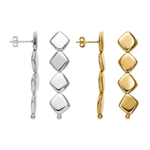 Sterling silver 925 earrings with four rhombus shapes