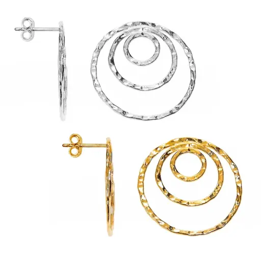 Sterling silver 925 triple circle earrings