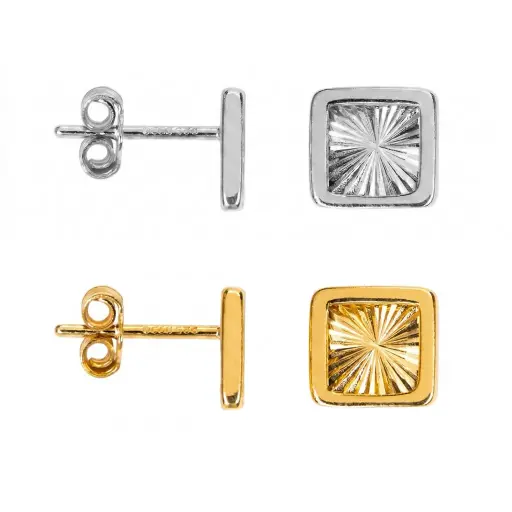 Sterling silver 925 pattern square earrings