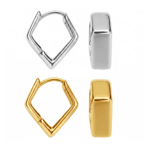 Sterling silver 925 rhombus hoop earrings