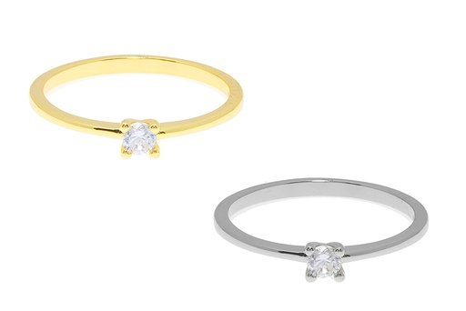 Anillo plata 925 solitario zirconita