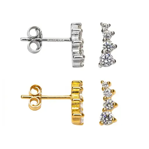 Pendiente plata 925 4 circonitas degradé de tamaños