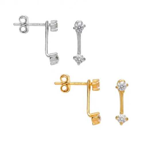 Sterling silver two 2.5mm cubic zirconia earrings