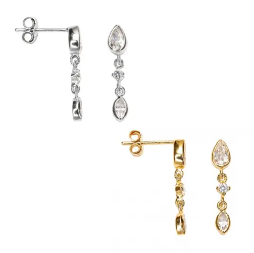 Sterling silver mixed-shape cubic zirconia earrings