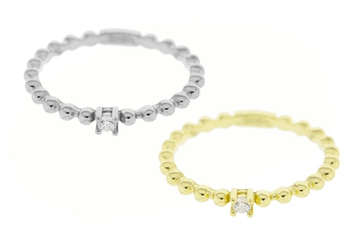 Anillo plata 925 solitario zirconita con bolitas 