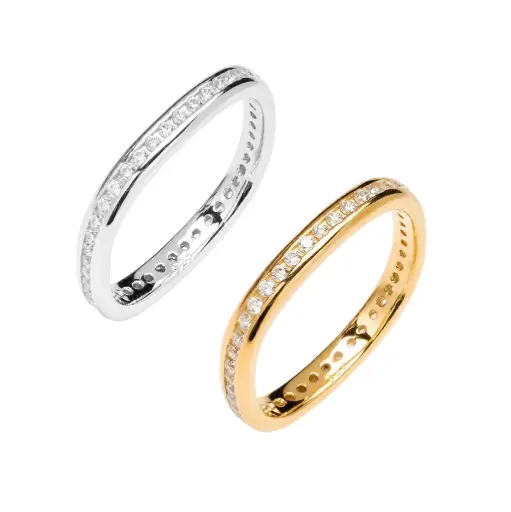Sterling silver square-shaped cubic zirconia eternity ring