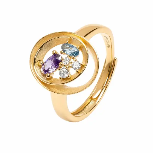 [19223RZMXTA00DO] Sterling silver double oval mixed-shape cubic zirconia ring