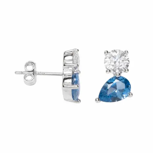 [19224EZZARD] Sterling silver two cubic zirconia earrings