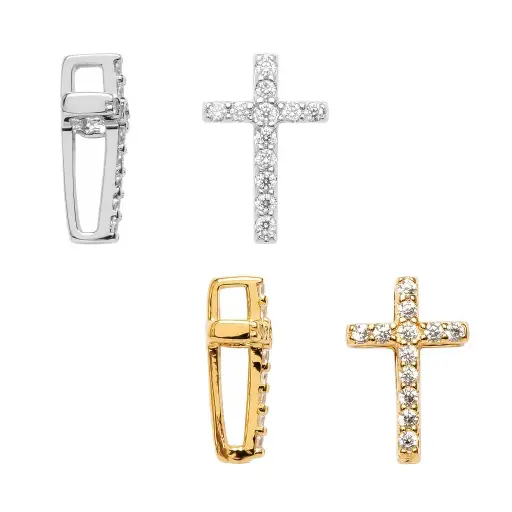 Sterling silver cubic zirconia slide cross pendant