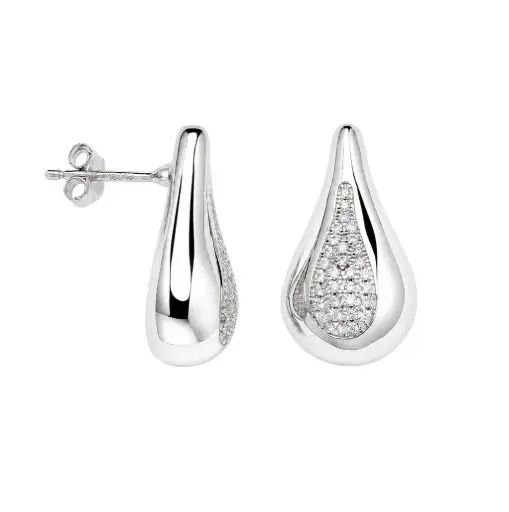 [19244EZBLRD] Pendiente plata 925 forma de gota con circonitas