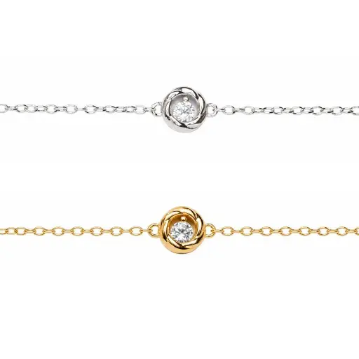Pulsera plata 925 círculo gallonado con circonita