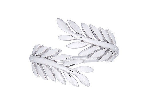 Anillo plata 925 dos hojas abierto 