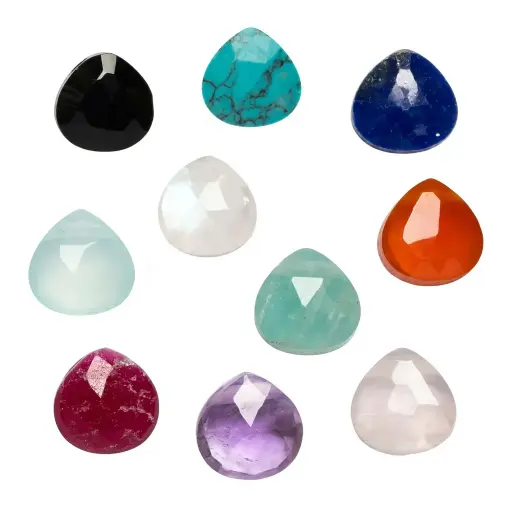 Sterling silver heart semi-precious stone charm pendant