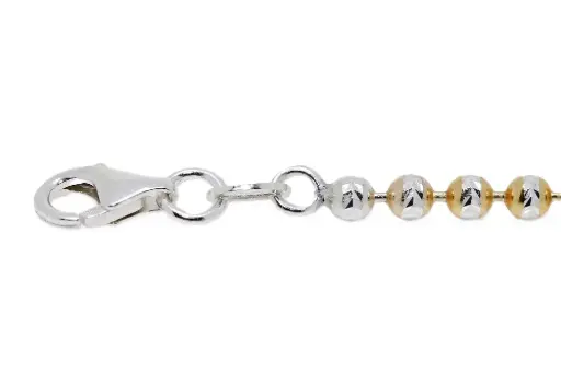 Sterling silver 3mm diamond-cut bead chain bracelet
