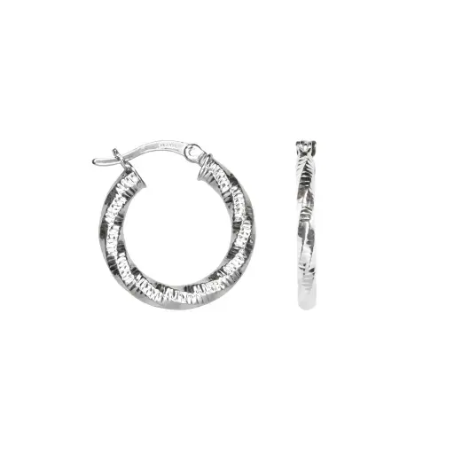 [19294E00PL] Sterling silver twisted hoop earrings