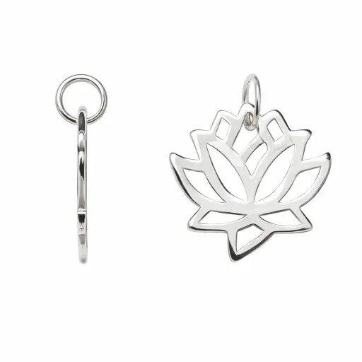 [19309FPL] Sterling silver cut-out lotus flower charm pendant