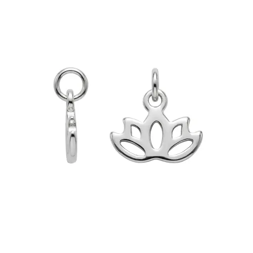 [19311FPL] Sterling silver cut-out lotus flower charm pendant