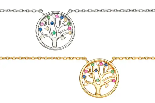 Sterling silver tree of life necklace with cubic zirconia