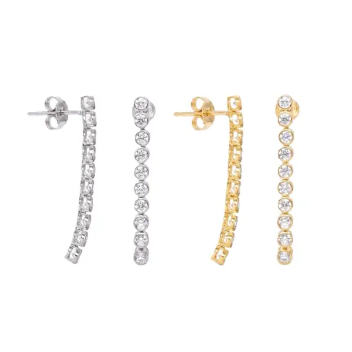 Sterling silver tennis 10-cubic zirconia 2.5mm earring