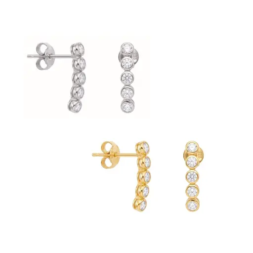 Sterling silver tennis 5-cubic zirconia 2.5mm earring