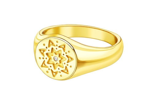 Anillo plata 925 sello estrella con zirconita 