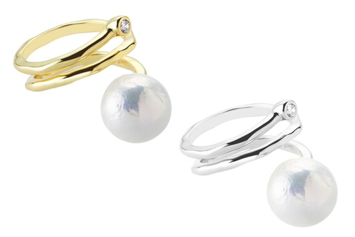 Silver 925 cz & pearl ring