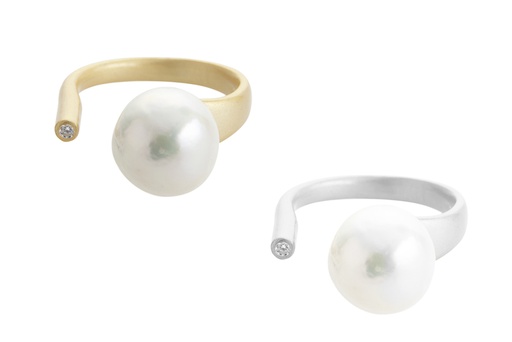 Silver 925 cz & pearl ring